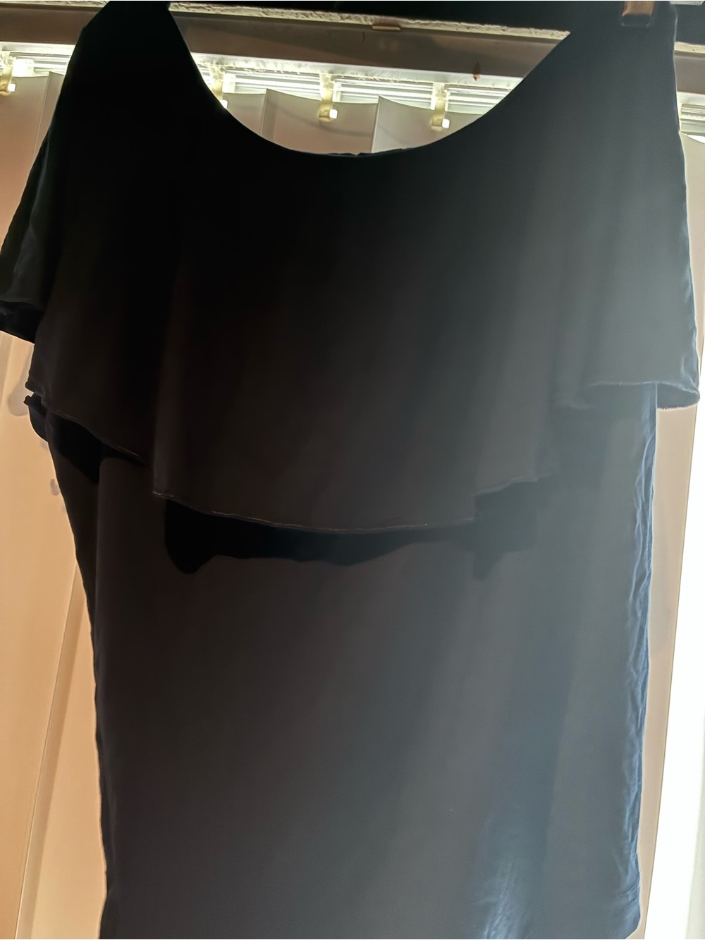 Chaps Navy Off-Shoulder Ruffle Blouse - Picture 10 of 11